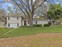 Charming two-story home featuring a mature tree, a well-manicured lawn, and a classic front door at 1228 Walker S Cir, Lakeland, FL 33805