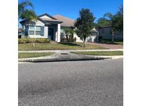 Charming single-story home with neutral paint, complemented by lush landscaping and a well-maintained lawn at 2475 Verde View Dr, Apopka, FL 32703