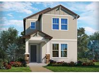 Charming two-story home with neutral siding, stone accents, and professionally landscaped front yard at 5093 Railroad Vine Aly, Winter Garden, FL 34787