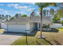 Charming single-story home featuring a well-manicured lawn, two-car garage, and a lush palm tree in the front yard at 100 Diamond Ridge Blvd, Auburndale, FL 33823