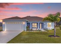 Beautiful single-story home with a well-manicured lawn and a palm tree in the front yard at 2430 Park Ave, Indian Lake Estates, FL 33855