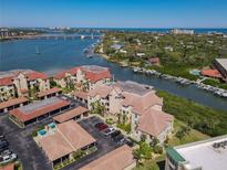 Bird's eye view of condominium complex near the water and boat slips at 434 Bouchelle Dr # 202, New Smyrna Beach, FL 32169