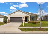 Charming single-story home featuring a well-manicured lawn, neutral paint, and a two-car garage at 2706 Rowan St, Tavares, FL 32778