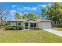 Charming single-story home with a well-manicured lawn and quaint landscaping at 913 Jacaranda Dr, Lady Lake, FL 32159