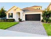 Charming single-Gathering home featuring a paved driveway, a two-car garage, and well-maintained landscaping at 4418 Lions Gate Ave, Clermont, FL 34711