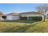 Inviting single-story home with a lush lawn and a two-car garage at 23 Juniper Drive Ct, Ocala, FL 34480