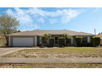 Charming home featuring a two-car garage, tidy landscaping, and a welcoming facade at 8520 Rose Groves Rd, Orlando, FL 32818