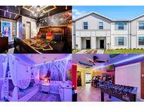 Unique Harry Potter themed bedroom featuring custom ceiling, stone accent wall, and character mural at 4210 Lana Ave, Davenport, FL 33897