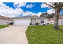 Charming single-story home with a well-maintained lawn and attached two-car garage at 344 China Berry Cir, Davenport, FL 33837