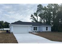 Charming one-story home with a two car garage, stone accents, and a well-manicured lawn at 13075 Se 35Th Ct, Belleview, FL 34420