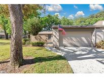 Charming home featuring an attached garage, well-maintained lawn, and a quaint walkway to the front door at 218 Nettlewood Ln, Fern Park, FL 32730