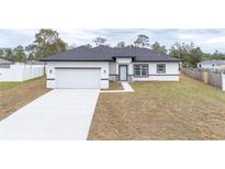 Charming single-story home with a well-manicured lawn, attached garage, and inviting front entrance at 2824 Sw 166Th Ln, Ocala, FL 34473