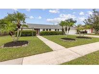 Charming single Gathering home with a well-manicured lawn and mature landscaping, including palm trees at 3994 Irma Shores Dr, Orlando, FL 32817