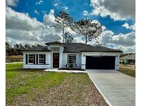 Beautiful single-story home with a well-maintained lawn and a long driveway leading to the garage at 6872 Sw 132Nd Pl, Ocala, FL 34473
