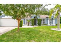 Charming single-story home with a lush green lawn, mature trees, and a well-manicured landscape at 157 Long Pine Dr, Deltona, FL 32725