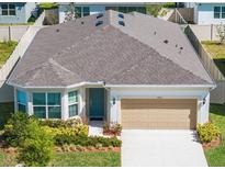Charming single-story home featuring a well-manicured lawn, attached garage, and lovely front door at 4012 Meandering Bay Dr, Apopka, FL 32712