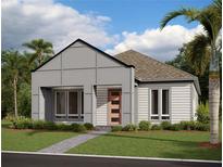Charming single-story home with modern design, manicured lawn, and mature palm trees at 2976 Embark Trail, St Cloud, FL 34771