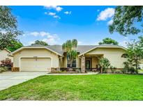 Charming single-story home featuring manicured lawn, two-car garage, and beautiful landscaping at 10119 Bayard Ct, Orlando, FL 32836