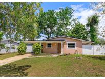 Charming single-story home with a covered parking area and well-maintained front lawn at 1219 Helen St, Apopka, FL 32703