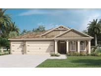 Charming single-Gathering home with a three-car garage, craftsman accents, and manicured landscaping at 7225 Nottingham Reel Ct, St Cloud, FL 34773