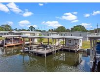 Waterfront homes featuring private docks with boat lifts, ideal for enjoying easy access to the water and boating activities at 25931 Azalea Ln, Astatula, FL 34705
