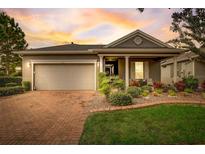 Charming single-story home with a brick driveway and lush landscaping, perfect for curb appeal at 223 Silver Maple Rd, Groveland, FL 34736