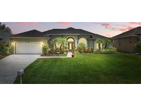 Charming single-story home boasts lush landscaping, mature palms, and a well-manicured lawn at 6758 Hillis Dr, Lakeland, FL 33813