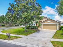 Charming single-story home featuring a well-manicured lawn, mature tree, and a two-car garage at 1961 Lochshyre Loop, Ocoee, FL 34761