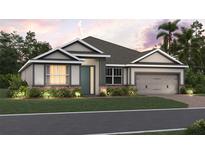 Charming one-story home featuring a stone facade, manicured lawn, and an attached two-car garage at 873 Pointe Emerson Blvd, Apopka, FL 32703