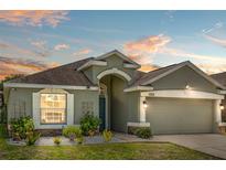 Charming single-story home featuring a neutral color palette, well-maintained landscaping, and an attached two-car garage at 4153 Cortland Dr, Davenport, FL 33837