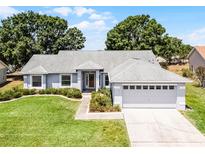 Charming single-story home with a well-maintained lawn and an attached two-car garage at 14723 Peppermill Trl, Clermont, FL 34711