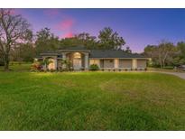 Charming single-story home featuring a lush lawn, well-manicured landscaping, and a welcoming front entrance at 7237 Edmund Ct, Mount Dora, FL 32757