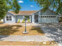 Charming single-story home featuring a well-maintained lawn and a two-car garage at 329 Drake Elm Dr, Kissimmee, FL 34743