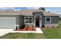 Charming single-story home featuring a landscaped yard, modern paint, and an attached garage at 4111 Sw 166Th Place Rd, Ocala, FL 34473