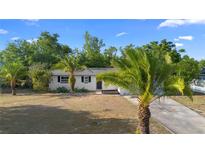 Charming single-story home with a well-maintained lawn and mature palm trees in the front yard at 577 Compton Ct, Deland, FL 32724