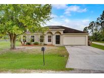 Charming single-story home with a well-manicured lawn and attached two-car garage at 927 Cambridge Ct, Kissimmee, FL 34758