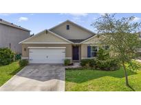 Charming single-story home featuring a well-maintained lawn, a two-car garage, and a welcoming front entrance at 415 Anne St, Deland, FL 32724