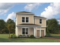 Charming two-story home featuring manicured lawn, lush plantings and neutral color palette at 2332 Salty Winds Way, Kissimmee, FL 34747
