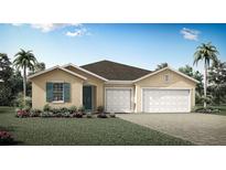 Charming single-Gathering home with a two-car garage, manicured lawn, and vibrant landscaping at 2770 Sweet Acacia Dr, Clermont, FL 34711