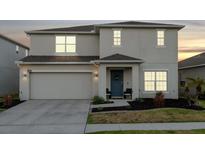 Charming two-story home with a manicured front yard and attached two-car garage at 555 Meadow Bend Dr, Davenport, FL 33837