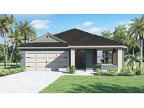 Charming single-Gathering home with a two-car garage, lush lawn, and tropical landscaping at 408 Taylor Groves Dr, Lake Wales, FL 33853