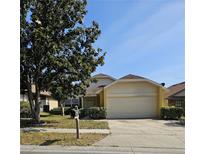 Charming single-Gathering home featuring a two-car garage, well-maintained lawn, and mature tree at 7228 Spring Villas Cir, Orlando, FL 32819