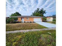 Charming single-story home featuring a light orange exterior and a spacious two-car garage at 4840 Judy Ann Ct, Orlando, FL 32808
