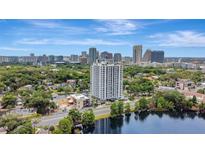 Scenic aerial view of the condo with the cityscape as the backdrop at 400 E Colonial Dr # 1202, Orlando, FL 32803