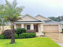 Charming single-story home featuring a well-manicured lawn and a two-car garage at 305 Grande Lake Dr, Daytona Beach, FL 32124