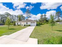 Charming single-story home with a well-manicured lawn, a long driveway, and an attached garage at 2498 Iris Rd, Deland, FL 32724