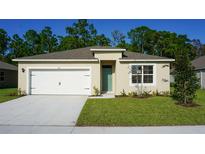 Charming single-story home with a well-manicured lawn, attached garage, and inviting front door at 746 Mocking Jay Ln, St Cloud, FL 34771