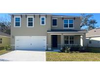 Charming two-story home with a well-maintained lawn, attached two car garage, and welcoming front porch at 776 Mocking Jay Ln, St Cloud, FL 34771