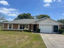 Charming one-story home with a well-maintained lawn and attached two-car garage at 42 Banyan Pass, Ocala, FL 34472