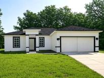Charming one-story home boasts a manicured lawn, an attached garage, and a contemporary black-and-white facade at 2333 Sw 147Th Pl Rd, Ocala, FL 34473
